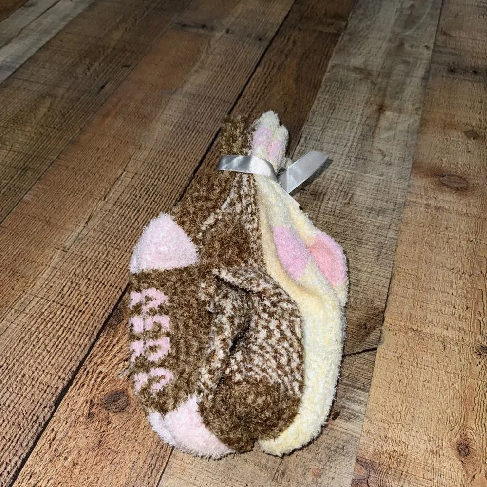 Aeropostale Fox Fuzzy Socks One Size Fits All NWT 2 Pair